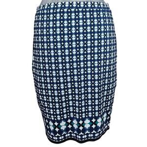 Blue Patterned Knee Length Skirt Size Small